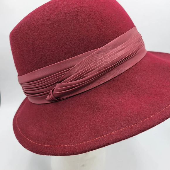 Vintage Betmar Wool Fedora / Cranberry - Picture 3 of 9